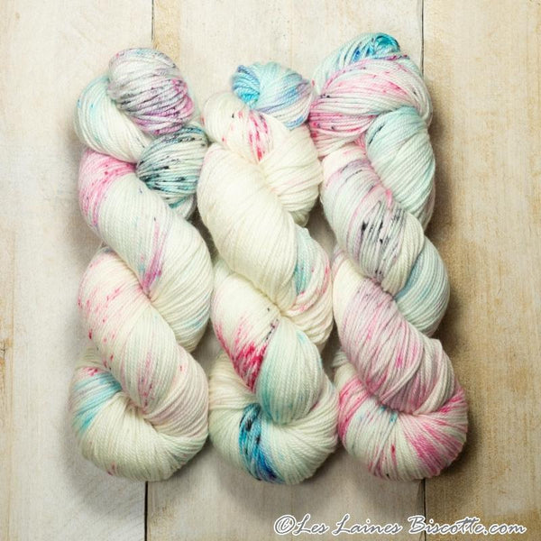 Biscotte Yarns, Bis-Sock, Speckled, 85% Merino Superwash, 15% Nylon, #1 Fingering