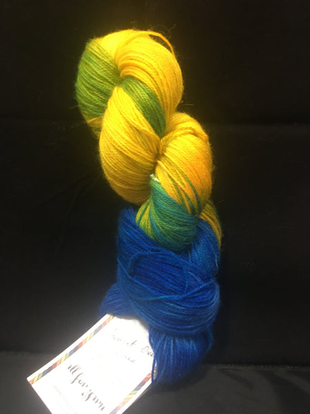 All For Yarn 80% Superwash Bluefaced Leicester, 20% Nylon, #1 Fingering Weight, 384m/420yds