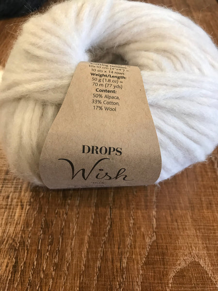 Drops Wish, Baby Alpaca, Pima Cotton and Merino Wool, Super Bulky Weight #6