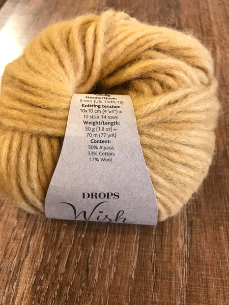Drops Wish, Baby Alpaca, Pima Cotton and Merino Wool, Super Bulky Weight #6