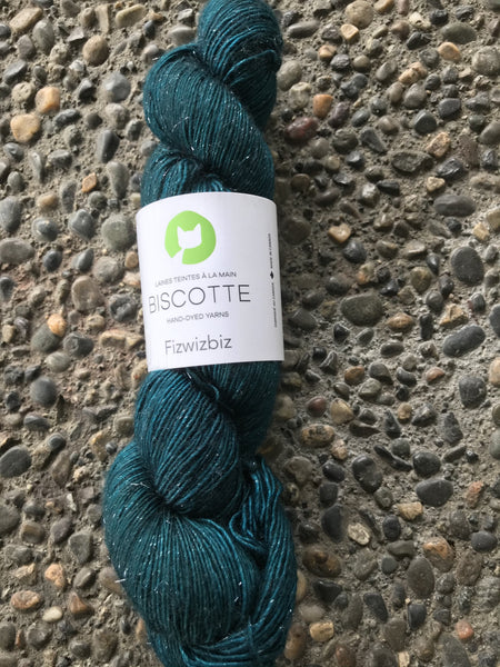 Biscotte Yarns, FizWizBiz Yarn, 95% Merino, 5% Stellina silver, Sparkling Yarn