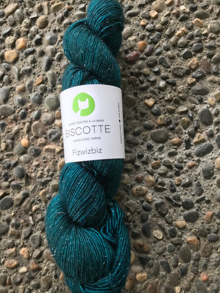 Biscotte Yarns, FizWizBiz Yarn, 95% Merino, 5% Stellina silver, Sparkling Yarn