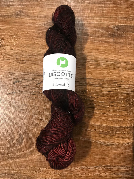 Biscotte Yarns, FizWizBiz Yarn, 95% Merino, 5% Stellina silver, Sparkling Yarn