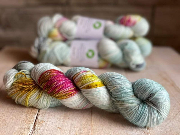 Biscotte Yarns, Bis-Sock Marmicelle Picot Collection, 85% hand washable merino wool and 15% nylon, #1 Fingering Weight