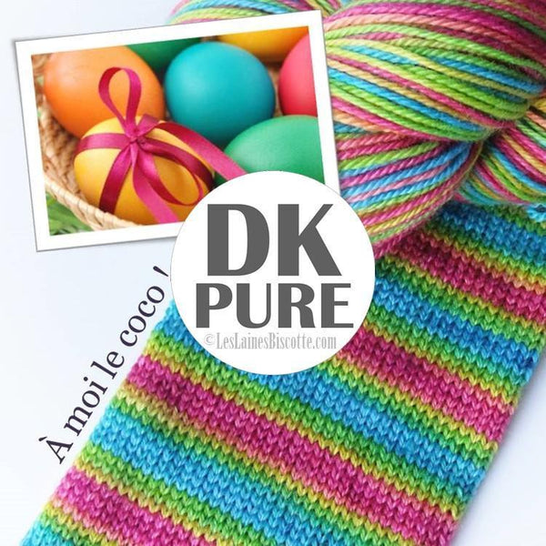 Biscotte Yarns, Pure Self-Striping, 90% Wool 10% Silk, DK Weight