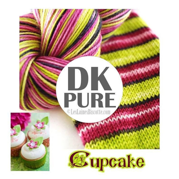 Biscotte Yarns, Pure Self-Striping, 90% Wool 10% Silk, DK Weight
