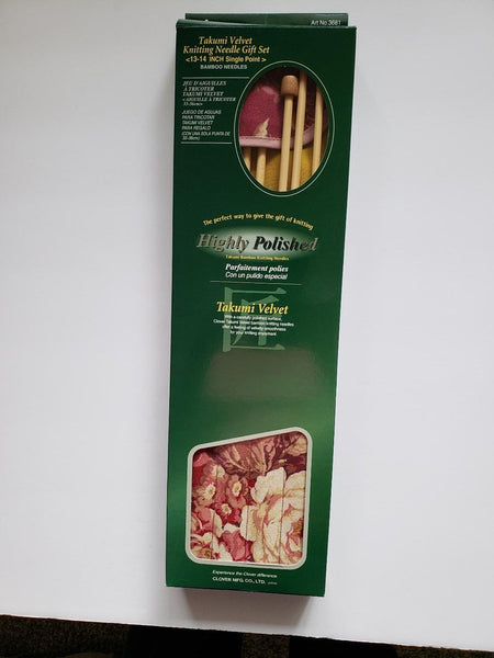 Clover Takumi Velvet Knitting Needle 13 - 14 Inch Single Point Gift Set Part, 3681