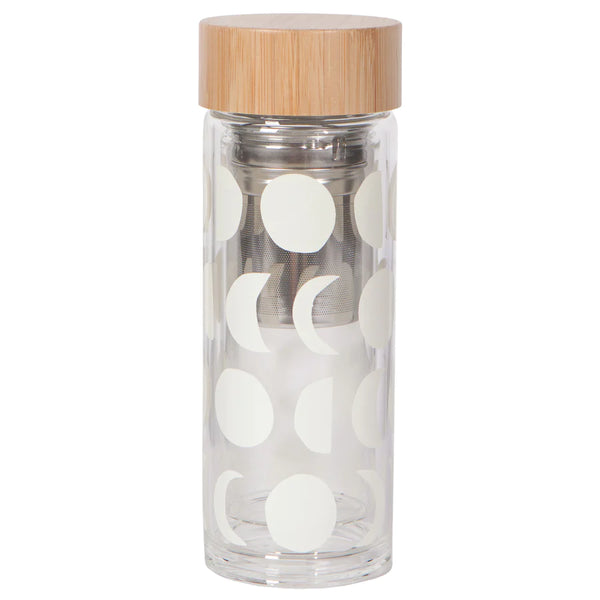 Glass & Bamboo Tea Infuser - White Moons