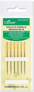 Clover Gold Eye Chenille Hand Sewing Needles, No. 18 x 6pc.