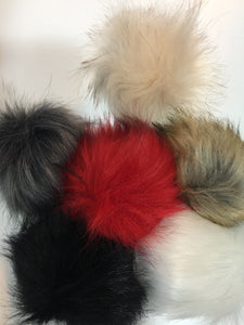 Faux Fur Pompoms, Assorted Colours