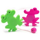 Bright Pink or Green Jumping Frog, with retractable Tape Measure Eye