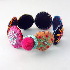 Felted Bead Bracelet, With Simple Embroidery